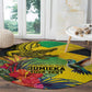 Personalized Black Jamaicans Crocodile Hummingbird Round Carpet Tropical Flowers Grunge Flag - African Pride
