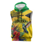 Personalized Black Jamaicans Crocodile Hummingbird Sleeveless Hoodie Tropical Flowers Grunge Flag - African Pride