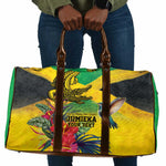 Personalized Black Jamaicans Crocodile Hummingbird Travel Bag Tropical Flowers Grunge Flag
