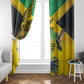 Personalized Black Jamaicans Crocodile Hummingbird Window Curtain Tropical Flowers Grunge Flag - African Pride