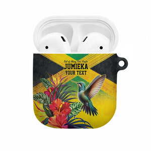 Personalized Black Jamaicans Hummingbird AirPods Case Tropical Flowers Grunge Flag