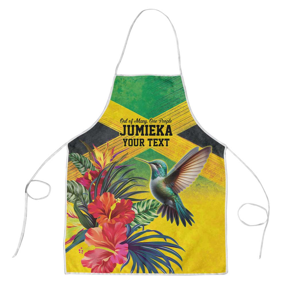 Personalized Black Jamaicans Hummingbird Apron Tropical Flowers Grunge Flag
