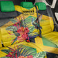 Personalized Black Jamaicans Hummingbird Back Car Seat Cover Tropical Flowers Grunge Flag - African Pride