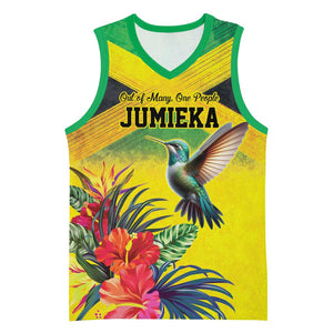 Personalized Black Jamaicans Hummingbird Basketball Jersey Tropical Flowers Grunge Flag LT9