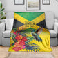 Personalized Black Jamaicans Hummingbird Blanket Tropical Flowers Grunge Flag - African Pride