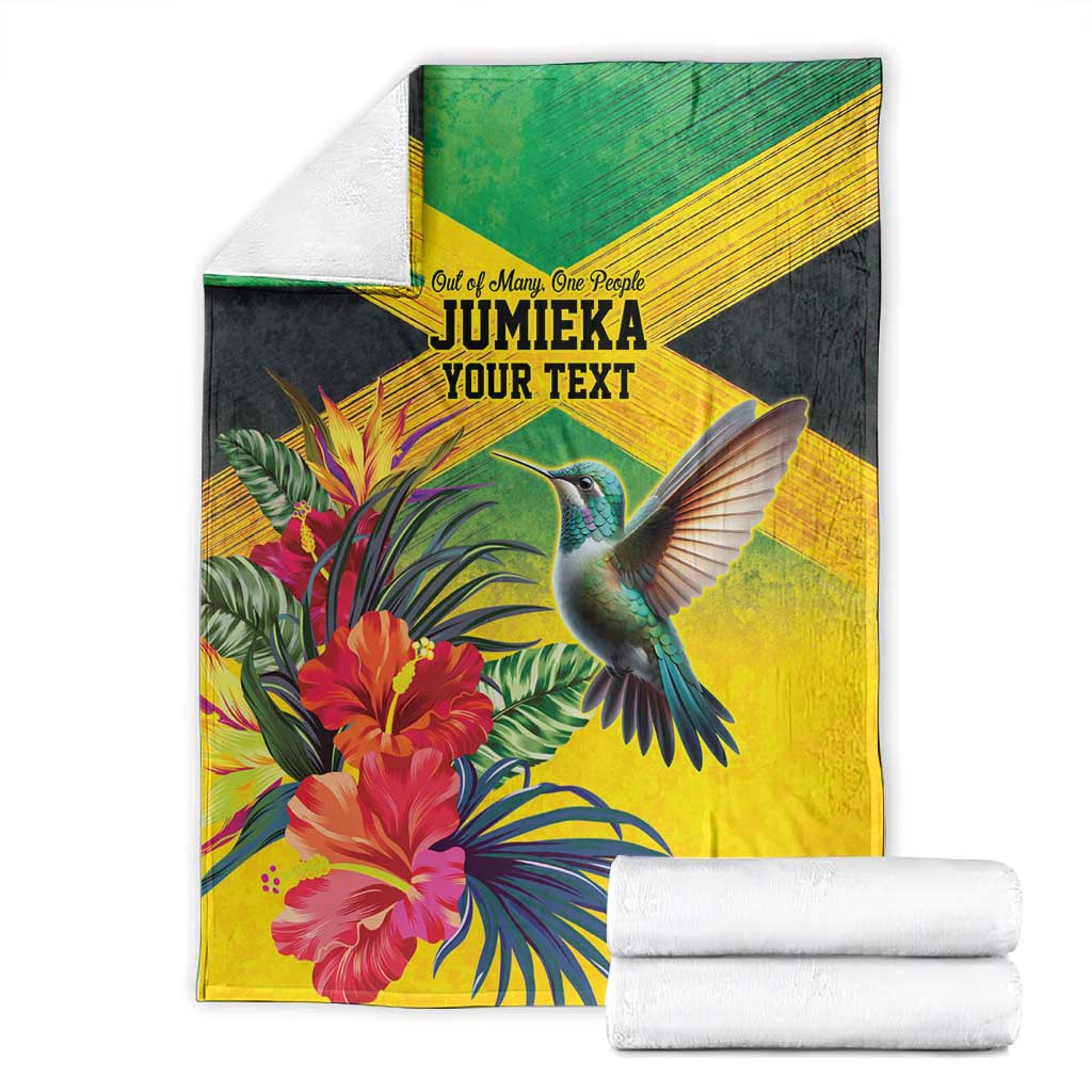 Personalized Black Jamaicans Hummingbird Blanket Tropical Flowers Grunge Flag - African Pride