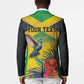 Personalized Black Jamaicans Hummingbird Blazer Tropical Flowers Grunge Flag