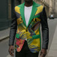 Personalized Black Jamaicans Hummingbird Blazer Tropical Flowers Grunge Flag