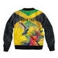 Personalized Black Jamaicans Hummingbird Bomber Jacket Tropical Flowers Grunge Flag - African Pride