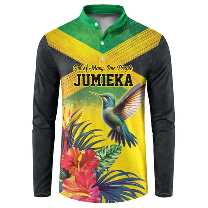 Personalized Black Jamaicans Hummingbird Button Sweatshirt Tropical Flowers Grunge Flag