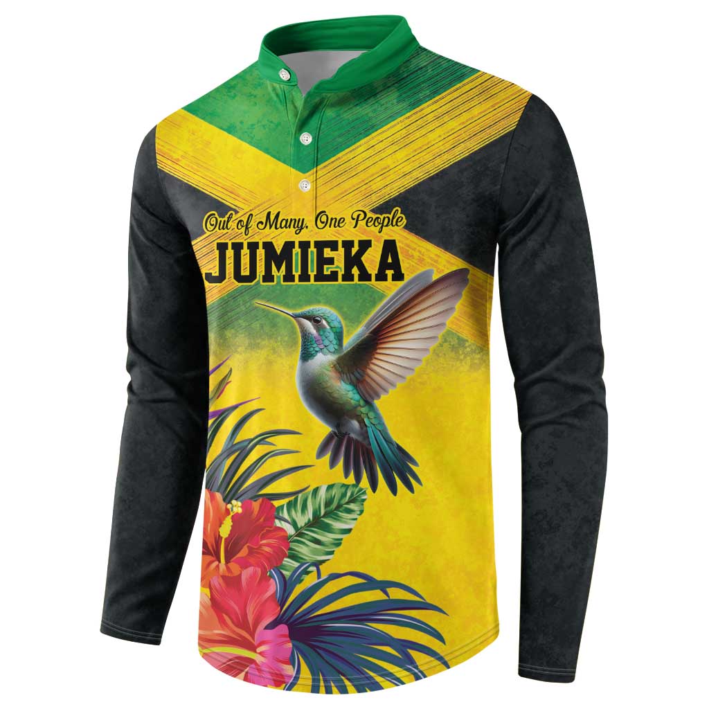 Personalized Black Jamaicans Hummingbird Button Sweatshirt Tropical Flowers Grunge Flag
