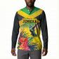 Personalized Black Jamaicans Hummingbird Button Sweatshirt Tropical Flowers Grunge Flag
