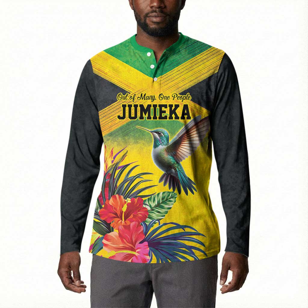 Personalized Black Jamaicans Hummingbird Button Sweatshirt Tropical Flowers Grunge Flag