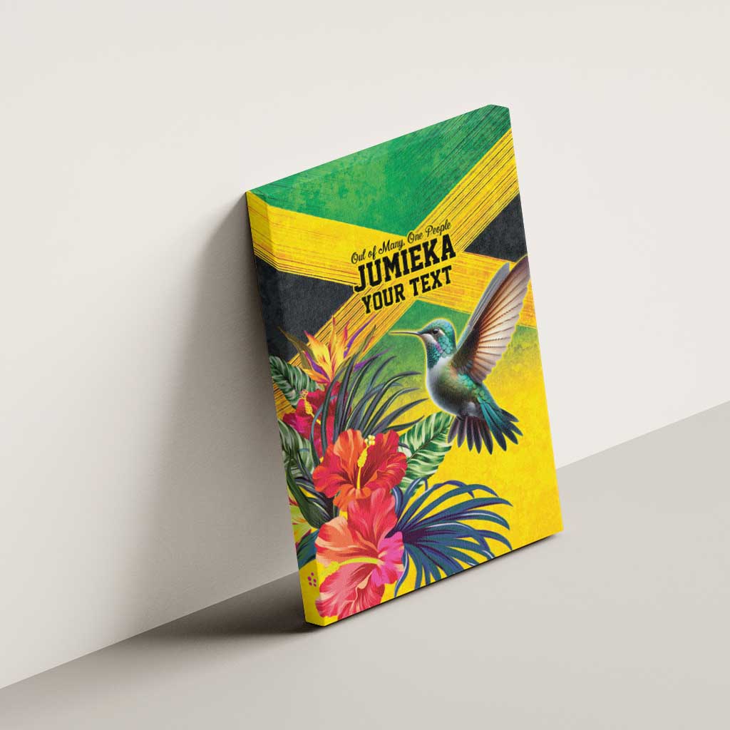 Personalized Black Jamaicans Hummingbird Canvas Wall Art Tropical Flowers Grunge Flag - African Pride
