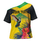 Personalized Black Jamaicans Hummingbird Cross Shoulder Shirt Tropical Flowers Grunge Flag