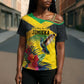 Personalized Black Jamaicans Hummingbird Cross Shoulder Shirt Tropical Flowers Grunge Flag