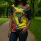Personalized Black Jamaicans Hummingbird Cross Shoulder Shirt Tropical Flowers Grunge Flag
