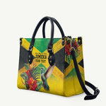 Personalized Black Jamaicans Hummingbird Leather Bag Tropical Flowers Grunge Flag