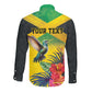 Personalized Black Jamaicans Hummingbird Long Sleeve Button Shirt Tropical Flowers Grunge Flag - African Pride