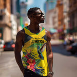 Personalized Black Jamaicans Hummingbird Men Tank Top Tropical Flowers Grunge Flag - African Pride