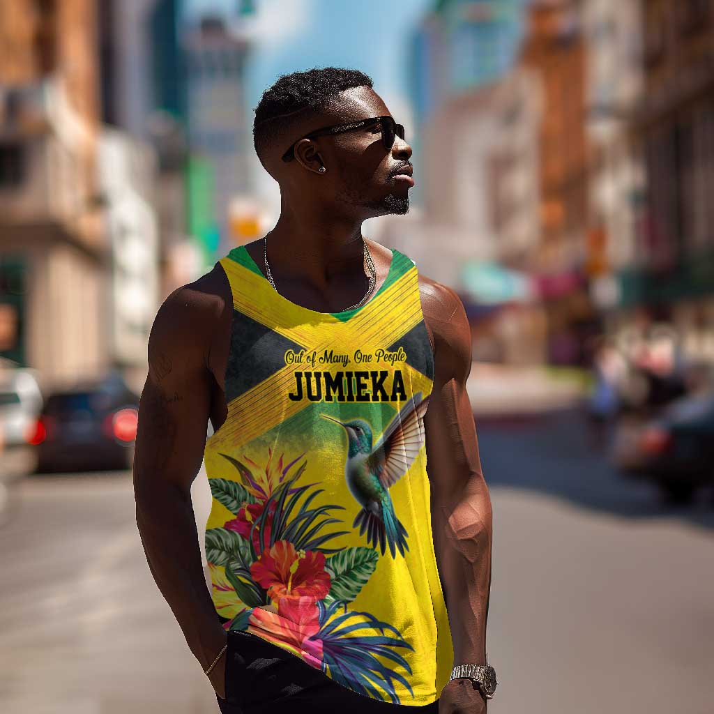 Personalized Black Jamaicans Hummingbird Men Tank Top Tropical Flowers Grunge Flag - African Pride