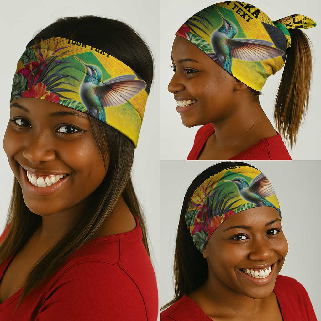 Personalized Black Jamaicans Hummingbird Neck Gaiter Tropical Flowers Grunge Flag LT9