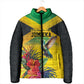 Personalized Black Jamaicans Hummingbird Padded Jacket Tropical Flowers Grunge Flag