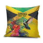 Personalized Black Jamaicans Hummingbird Pillow Cover Tropical Flowers Grunge Flag