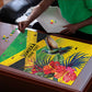Personalized Black Jamaicans Hummingbird Puzzle Tropical Flowers Grunge Flag