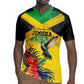 Personalized Black Jamaicans Hummingbird Rugby Jersey Tropical Flowers Grunge Flag - African Pride