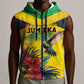 Personalized Black Jamaicans Hummingbird Sleeveless Zip Hoodie Tropical Flowers Grunge Flag - African Pride