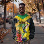 Personalized Black Jamaicans Hummingbird Sweatshirt Tropical Flowers Grunge Flag - African Pride