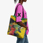 Personalized Black Jamaicans Hummingbird Tote Bag Tropical Flowers Grunge Flag