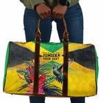 Personalized Black Jamaicans Hummingbird Travel Bag Tropical Flowers Grunge Flag