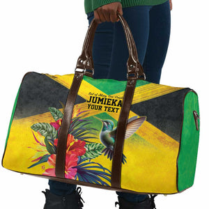 Personalized Black Jamaicans Hummingbird Travel Bag Tropical Flowers Grunge Flag