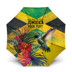 Personalized Black Jamaicans Hummingbird Umbrella Tropical Flowers Grunge Flag