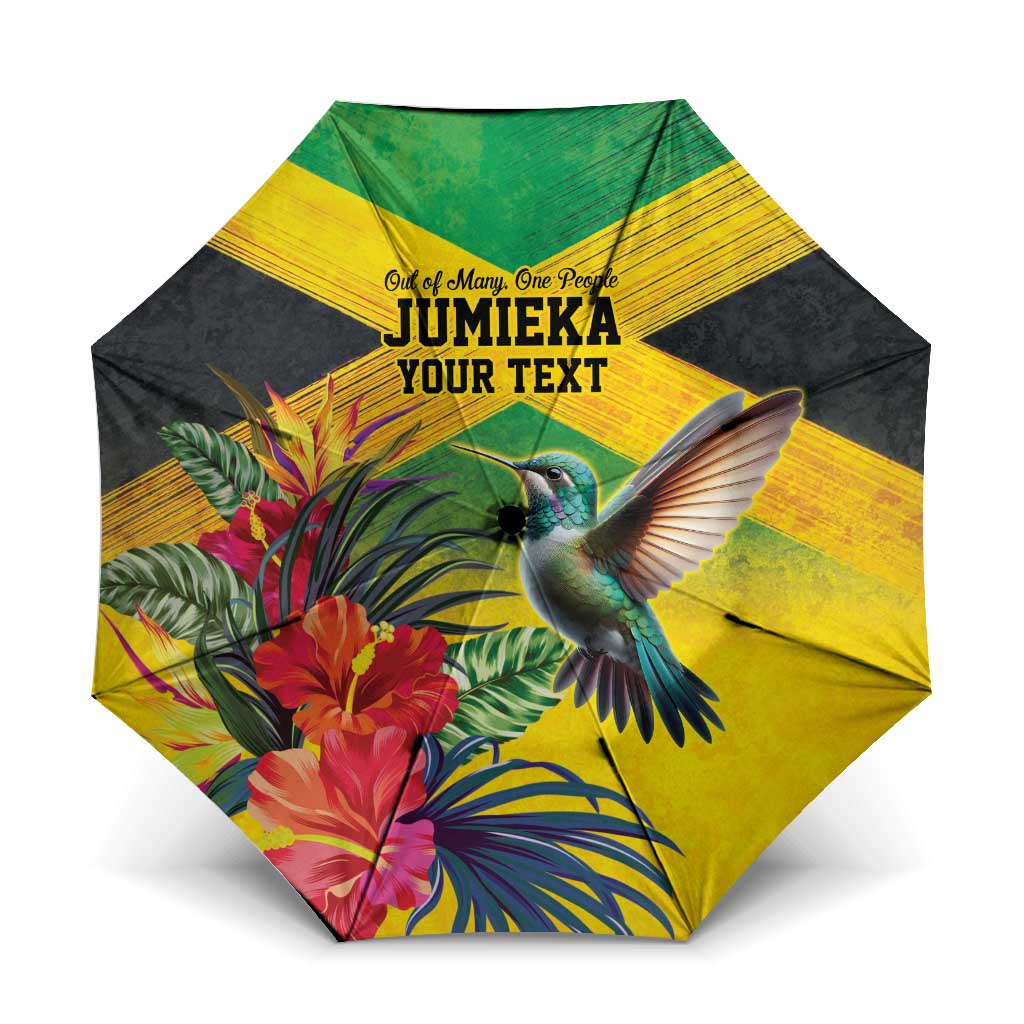 Personalized Black Jamaicans Hummingbird Umbrella Tropical Flowers Grunge Flag