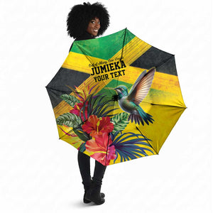 Personalized Black Jamaicans Hummingbird Umbrella Tropical Flowers Grunge Flag