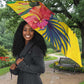 Personalized Black Jamaicans Hummingbird Umbrella Tropical Flowers Grunge Flag