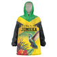 Personalized Black Jamaicans Hummingbird Wearable Blanket Hoodie Tropical Flowers Grunge Flag - African Pride