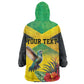 Personalized Black Jamaicans Hummingbird Wearable Blanket Hoodie Tropical Flowers Grunge Flag - African Pride
