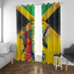 Personalized Black Jamaicans Hummingbird Window Curtain Tropical Flowers Grunge Flag - African Pride