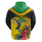 Personalized Black Jamaicans Hummingbird Zip Hoodie Tropical Flowers Grunge Flag - African Pride