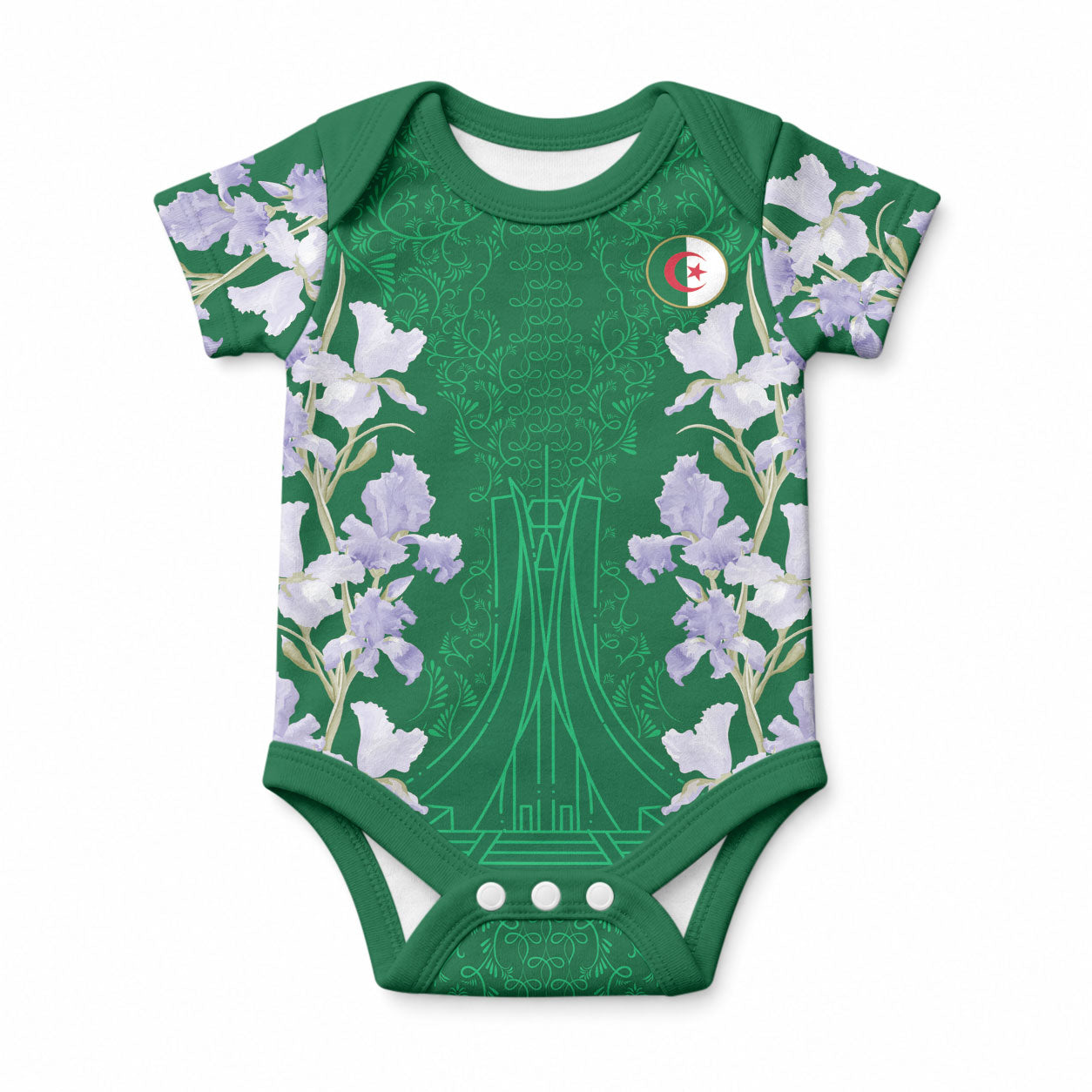 Custom Algeria Iris Floral Green Baby Onesie Africa Women’s Football Champion Series 2026