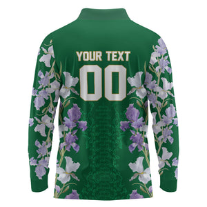 Custom Algeria Iris Floral Green Long Sleeve Polo Shirt Africa Women’s Football Champion Series 2026