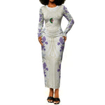 Custom Algeria Iris Floral White Long Sleeve Bodycon Dress Africa Women’s Football Champion Series 2026