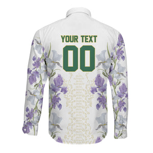 Custom Algeria Iris Floral White Long Sleeve Button Shirt Africa Women’s Football Champion Series 2026