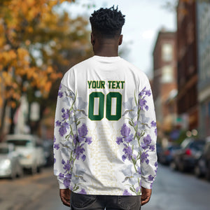 Custom Algeria Iris Floral White Long Sleeve Shirt Africa Women’s Football Champion Series 2026