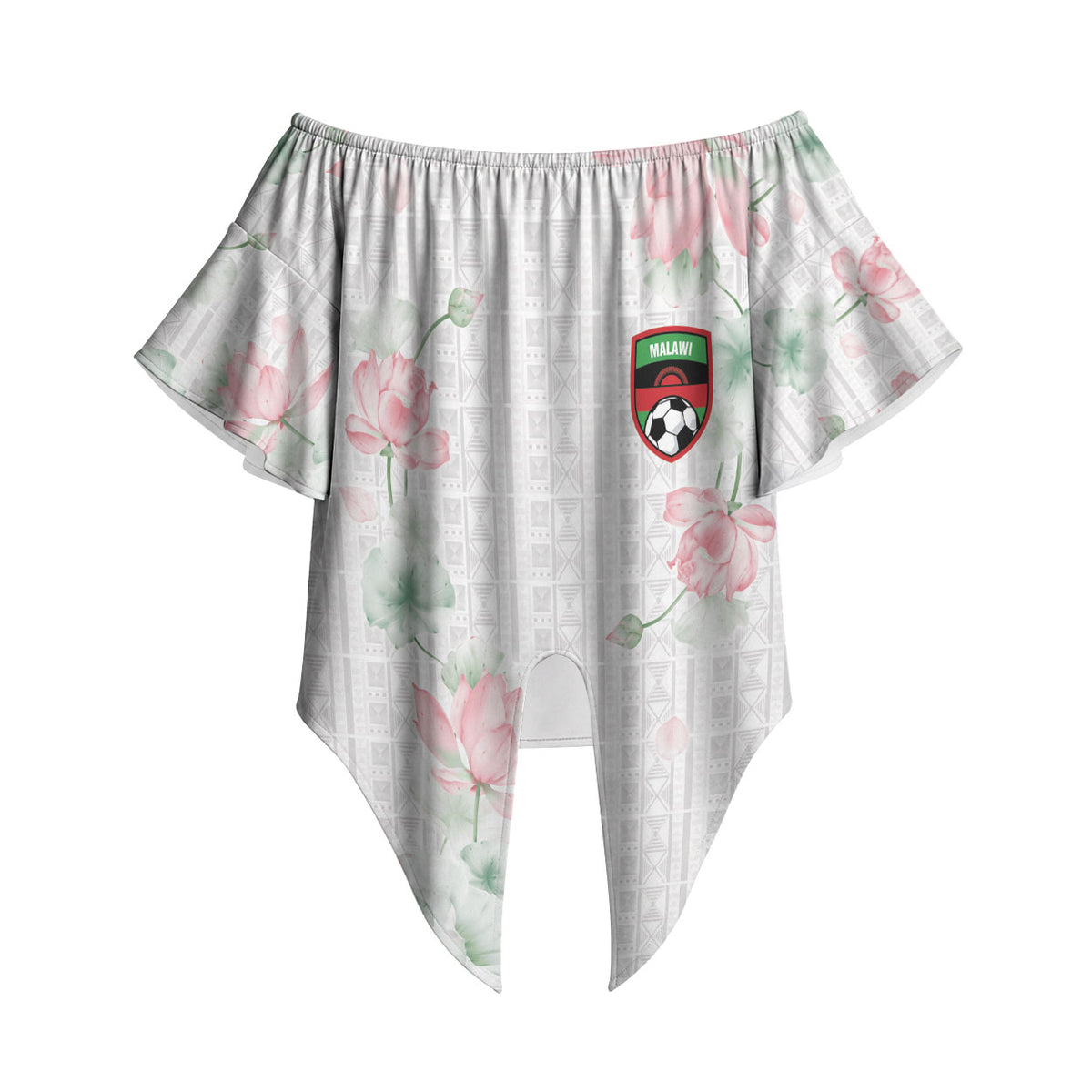 Custom Malawi Lotus Floral Off Shoulder Wrap Waist Top Africa Women’s Football Champion Series 2026
