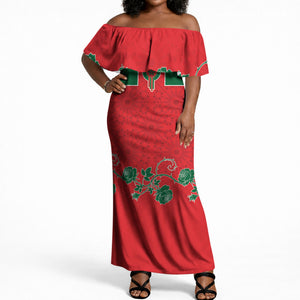 Custom Morocco Desert Rose Floral Off Shoulder Maxi Dress Africa Women’s Football Champion Series 2026